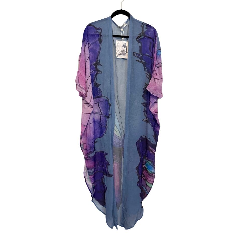 Ramona LaRue Erte Kaftan Mariposa Cover Up OS Purple Chiffon Etherial Fairy NWT